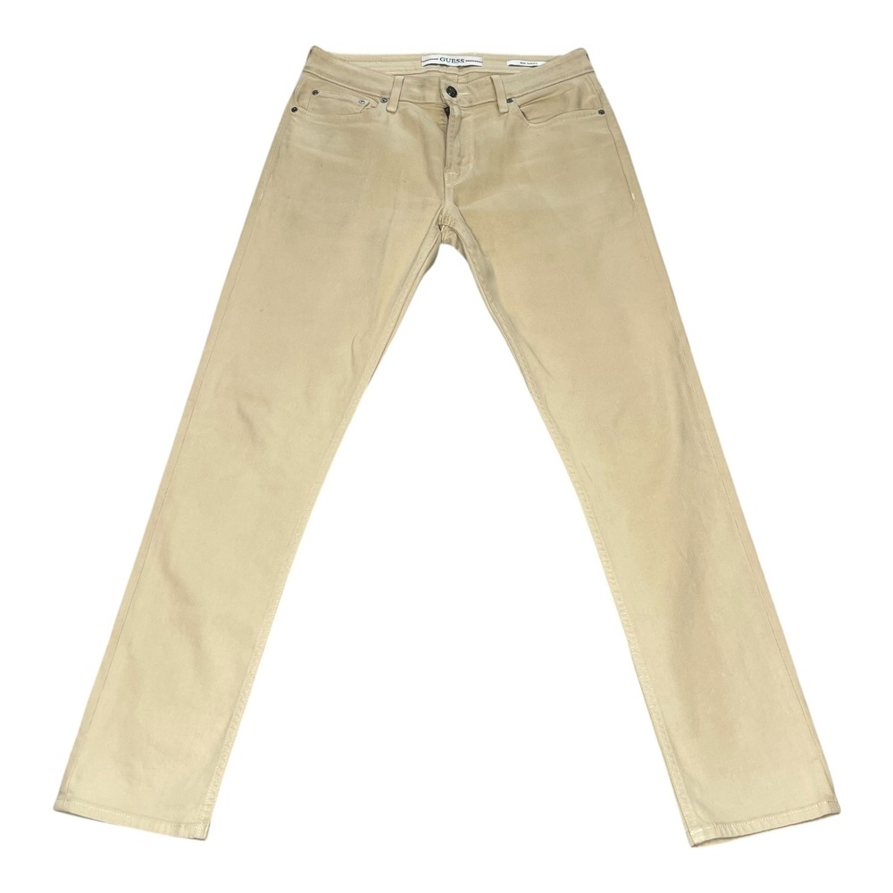 Guess Jeans Mens Tan Beige‎ Slim Tapered Denim W31 L32 Straight Skinny Casual
